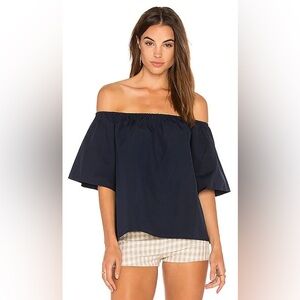 Alice + Olivia Crosby Off-The-Shoulder Open Back Cotton Top, Large